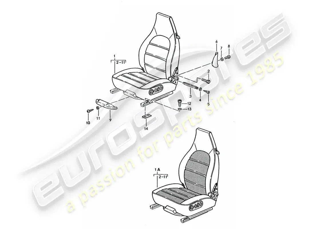 porsche 1992 (928) asiento - completo diagrama de piezas