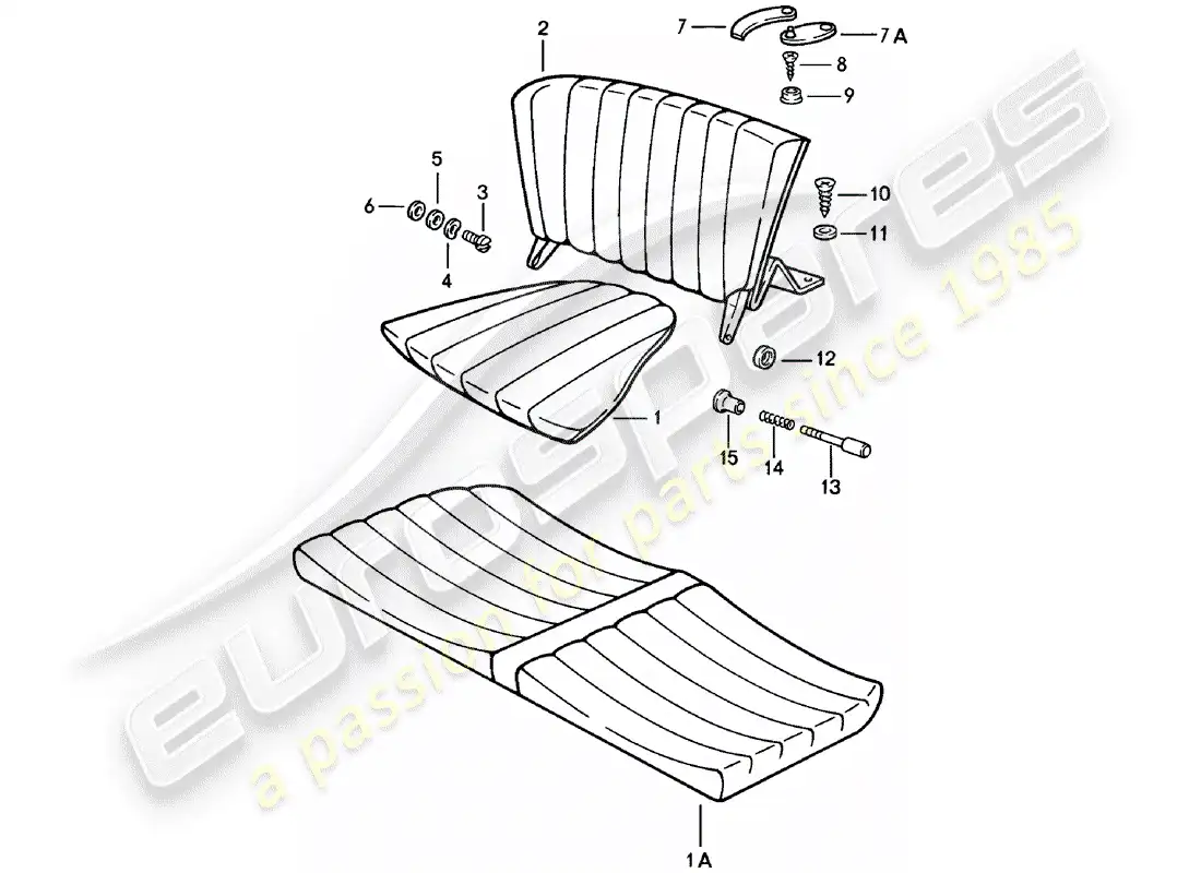 porsche 1983 (911) cojín del asiento trasero - respaldo del asiento de emergencia - respaldo del asiento de emergencia - ver grupo - 8/07/07 diagrama de piezas