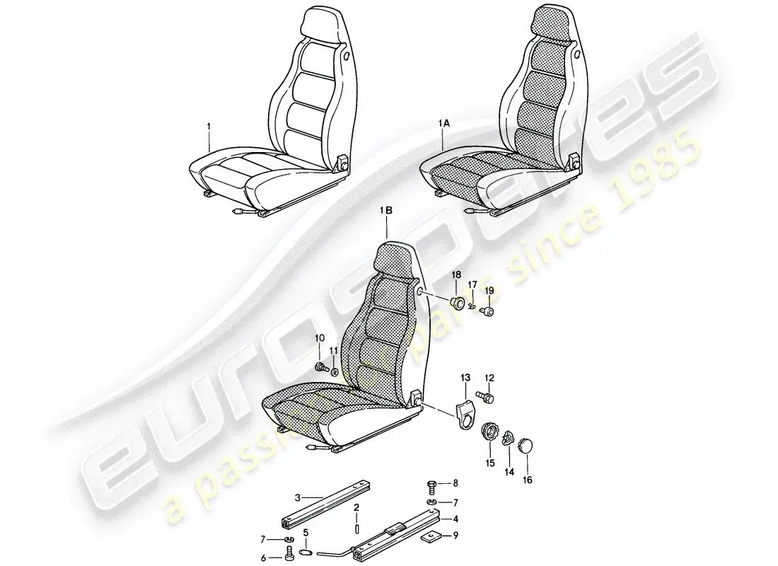 porsche 1983 (928) asiento delantero - d >> - mj 1984 diagrama de piezas