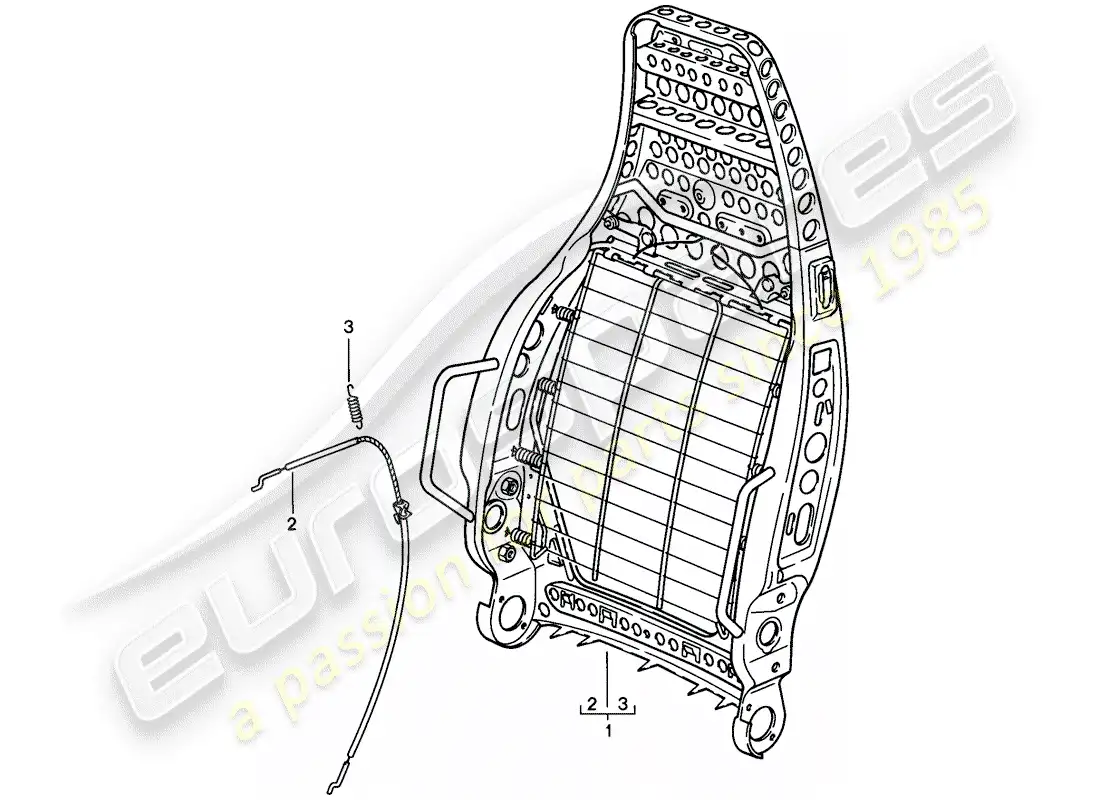 porsche 1983 (928) asiento deportivo - ajustable eléctricamente - estructura del respaldo - piezas individuales - d - mj 1985>> diagrama de piezas