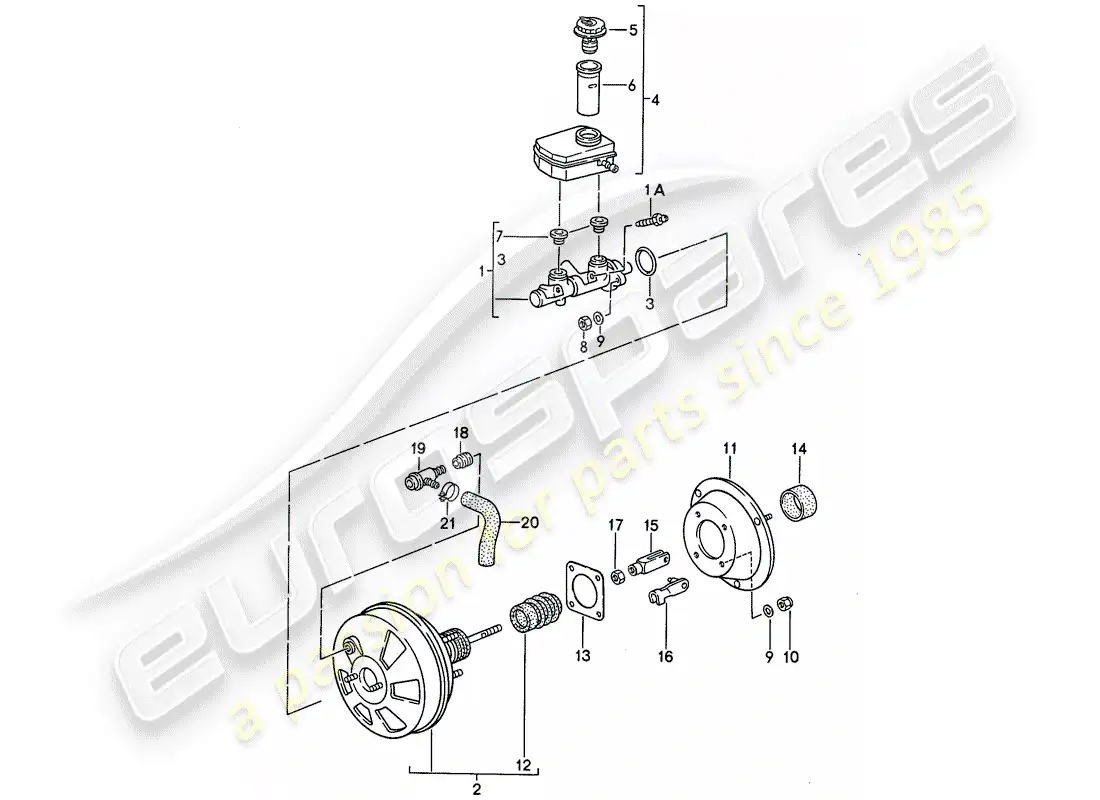 porsche 1992 (968) cilindro maestro de freno - refuerzo de freno - depósito diagrama de piezas