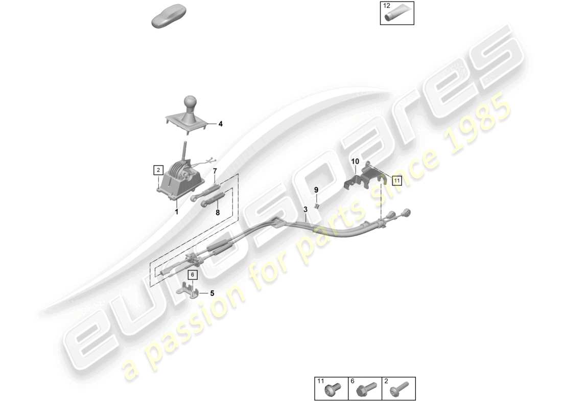 porsche 2024 (992-2 gt3/rs/st) mecanismo selector 7-speed transmisión manual diagrama de piezas