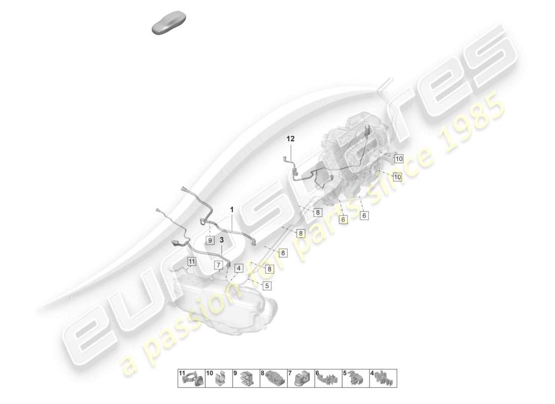 porsche 2021 (992-1 gt3/rs/st) diagrama de piezas de ventilación del tanque de la línea de respiración