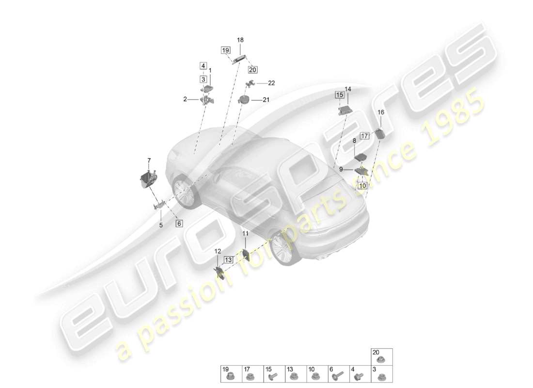 porsche 2021 (macan) unidades de control front end diagrama de piezas
