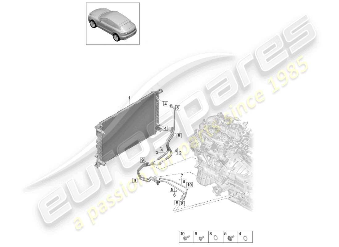 porsche 2021 (macan) - pdk - caja de cambios enfriador de aceite de engranajes línea de presión de aceite diagrama de piezas