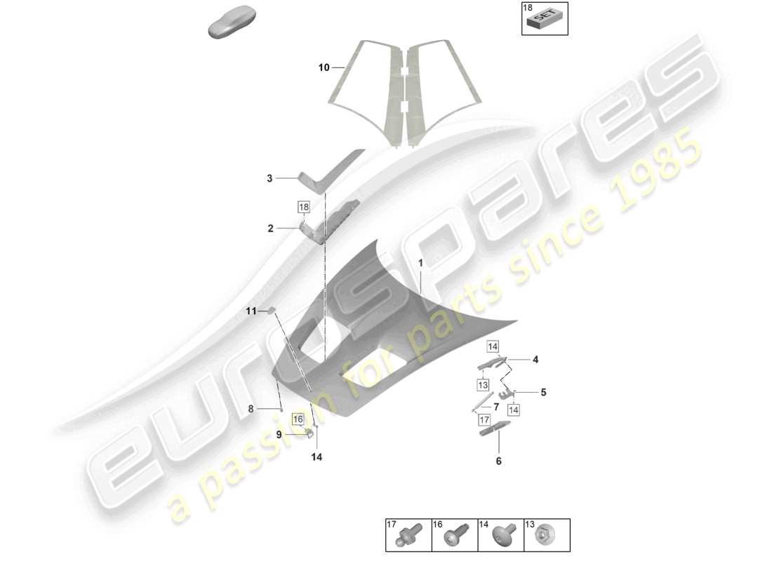 porsche 2024 (992-2 gt3/rs/st) diagrama de piezas del capó gt3rs