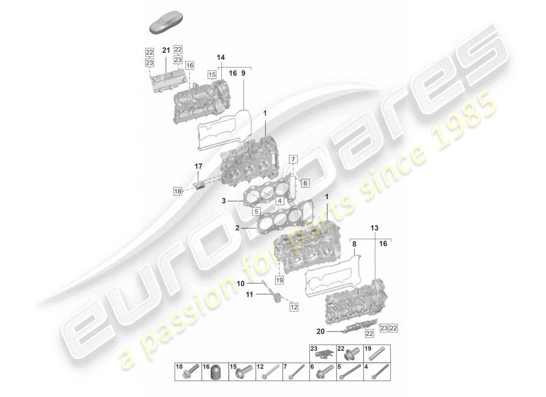 porsche 2022 (992-1 turbo / s) culata junta de culata tapa de válvula diagrama de piezas
