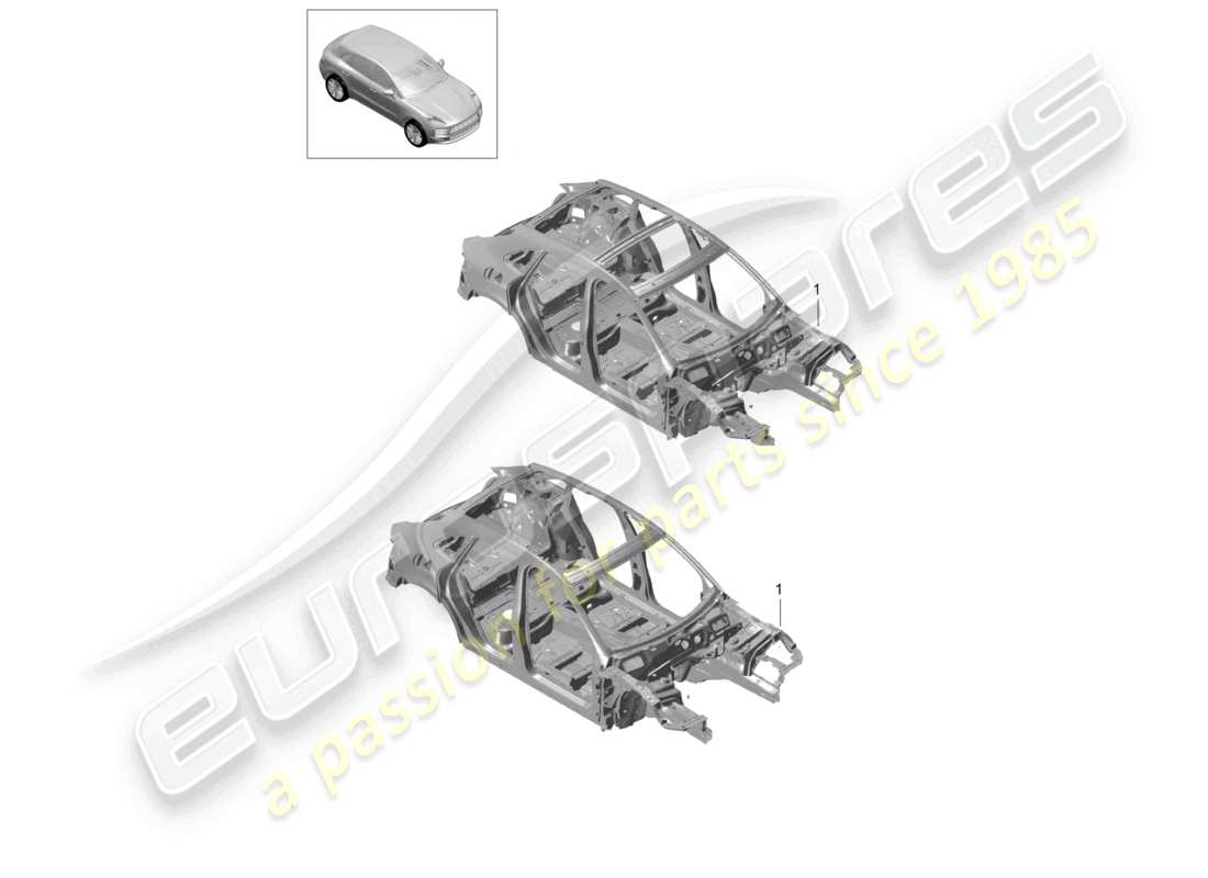 porsche 2021 (macan) cuerpo del auto diagrama de piezas