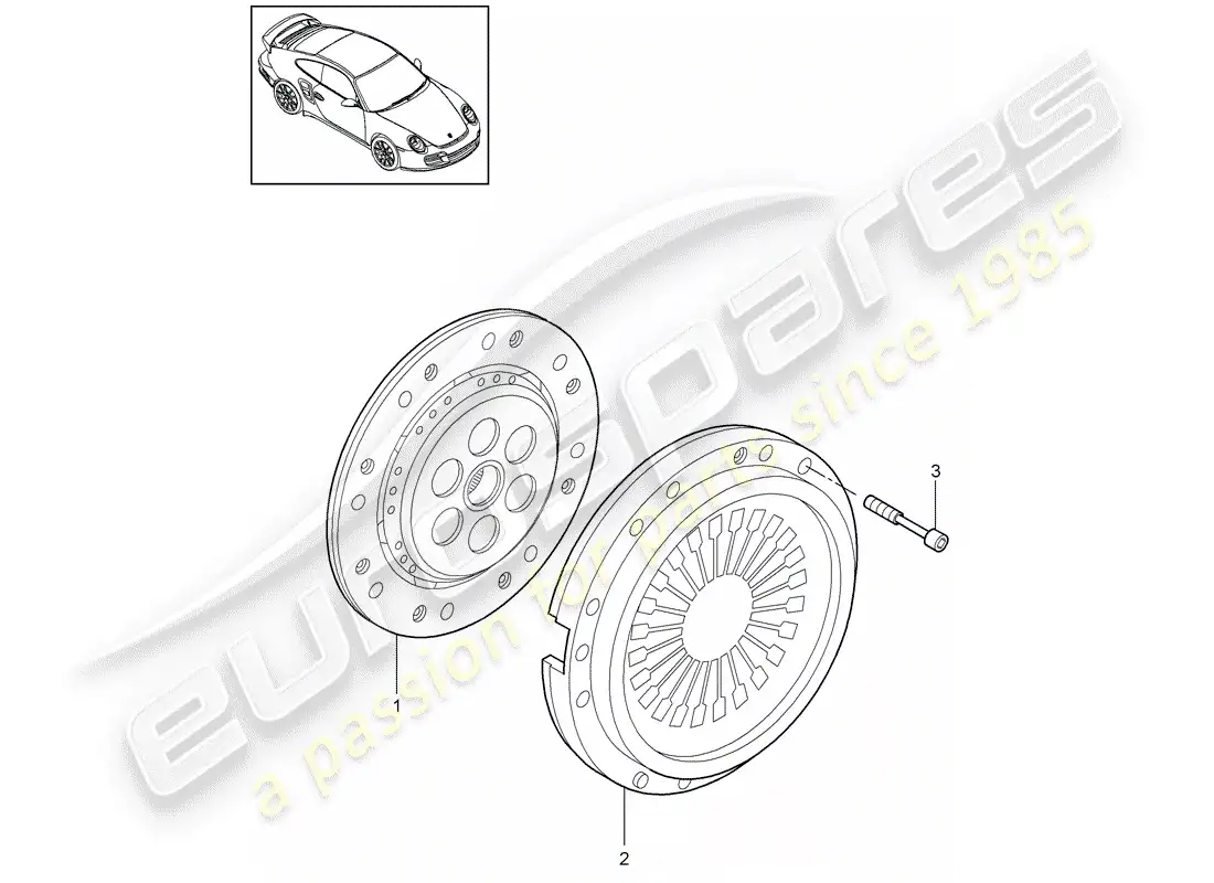 porsche 2013 (997-2 turbo / gt2 rs) embrague diagrama de piezas