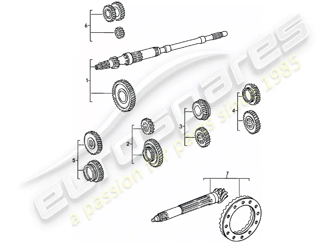 porsche 1979 (911) juegos de ruedas de engranajes - 5. - velocidad - transmisión diagrama de piezas