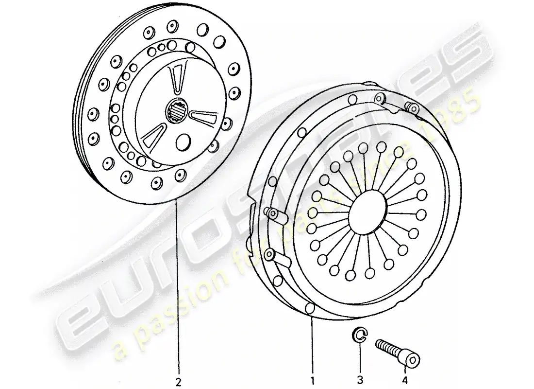 porsche 1976 (911 turbo) embrague diagrama de piezas