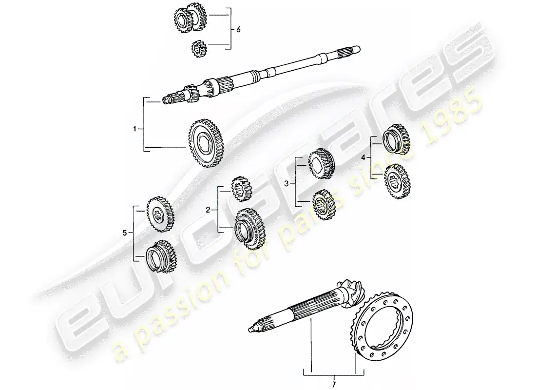 porsche 1988 (911) juegos de ruedas de engranaje - 5-speed diagrama de piezas