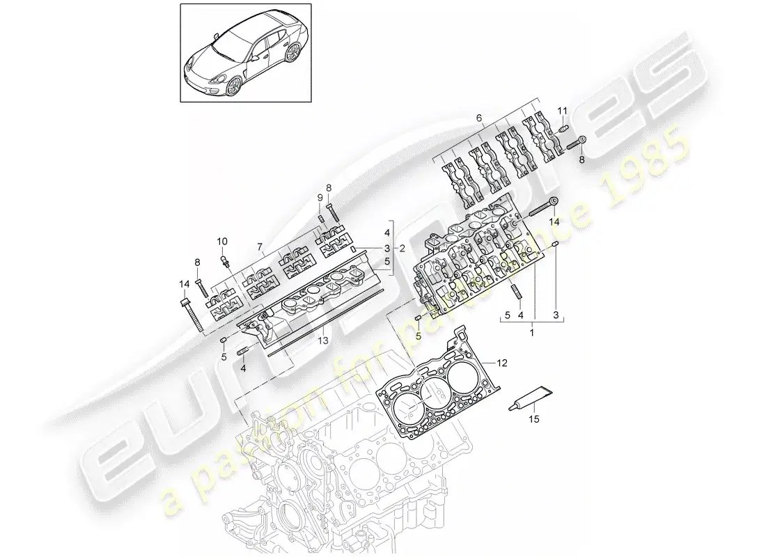 porsche 2014 (panamera 970) cabeza de cilindro diagrama de piezas
