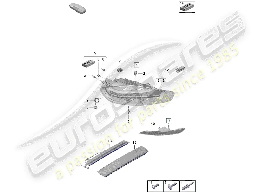 porsche 2019 (718 boxster spyder) luz trasera diagrama de piezas