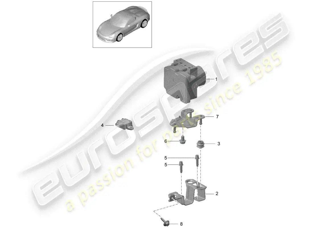 porsche 2016 (981 boxster spyder) unidad hidraulica diagrama de piezas