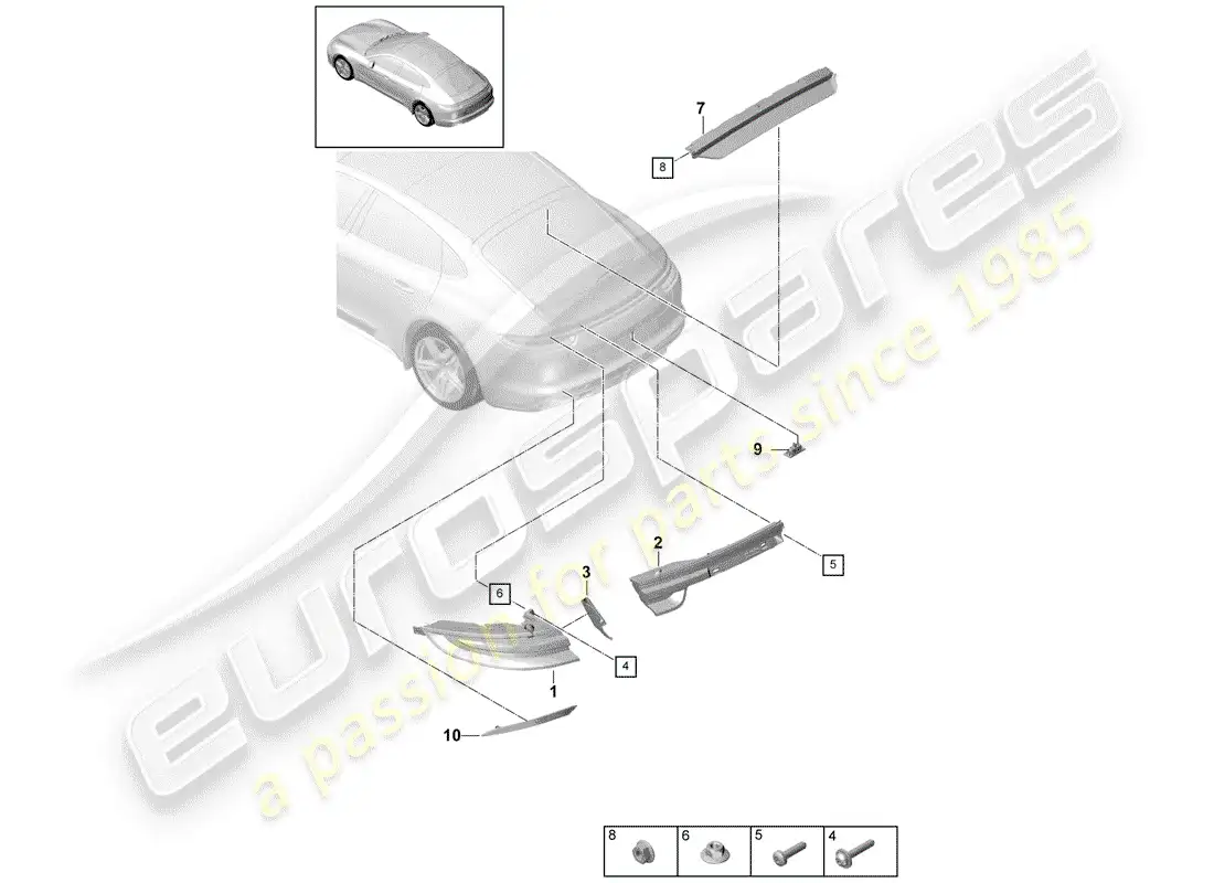 porsche 2018 (panamera 971-1) luz trasera diagrama de piezas