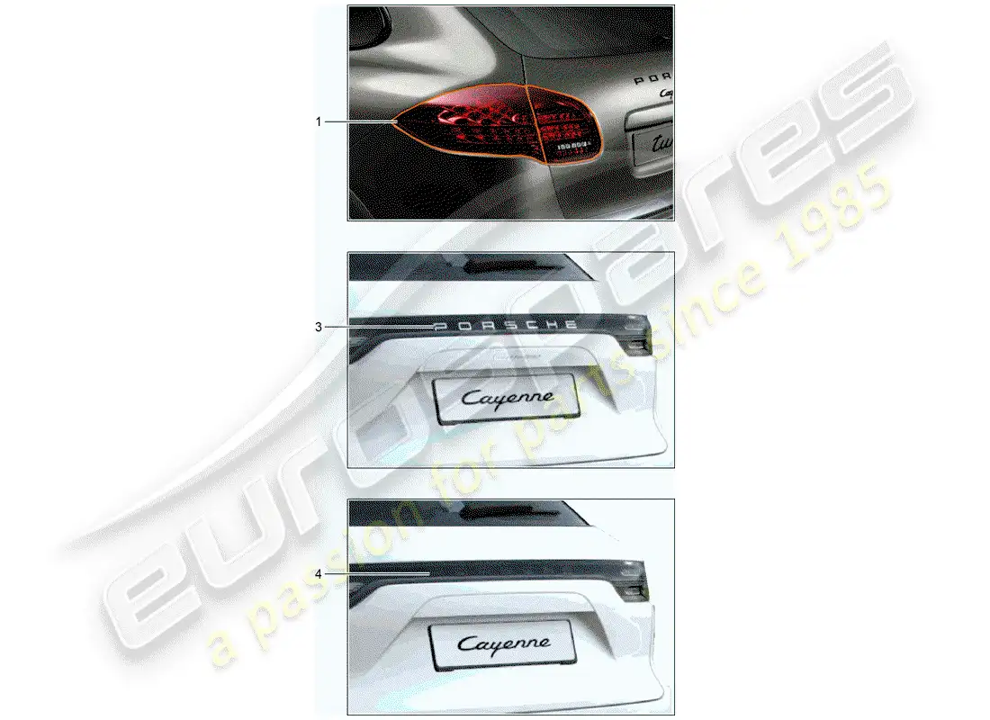 porsche 2015 (tequipment cayenne) luz trasera diagrama de piezas