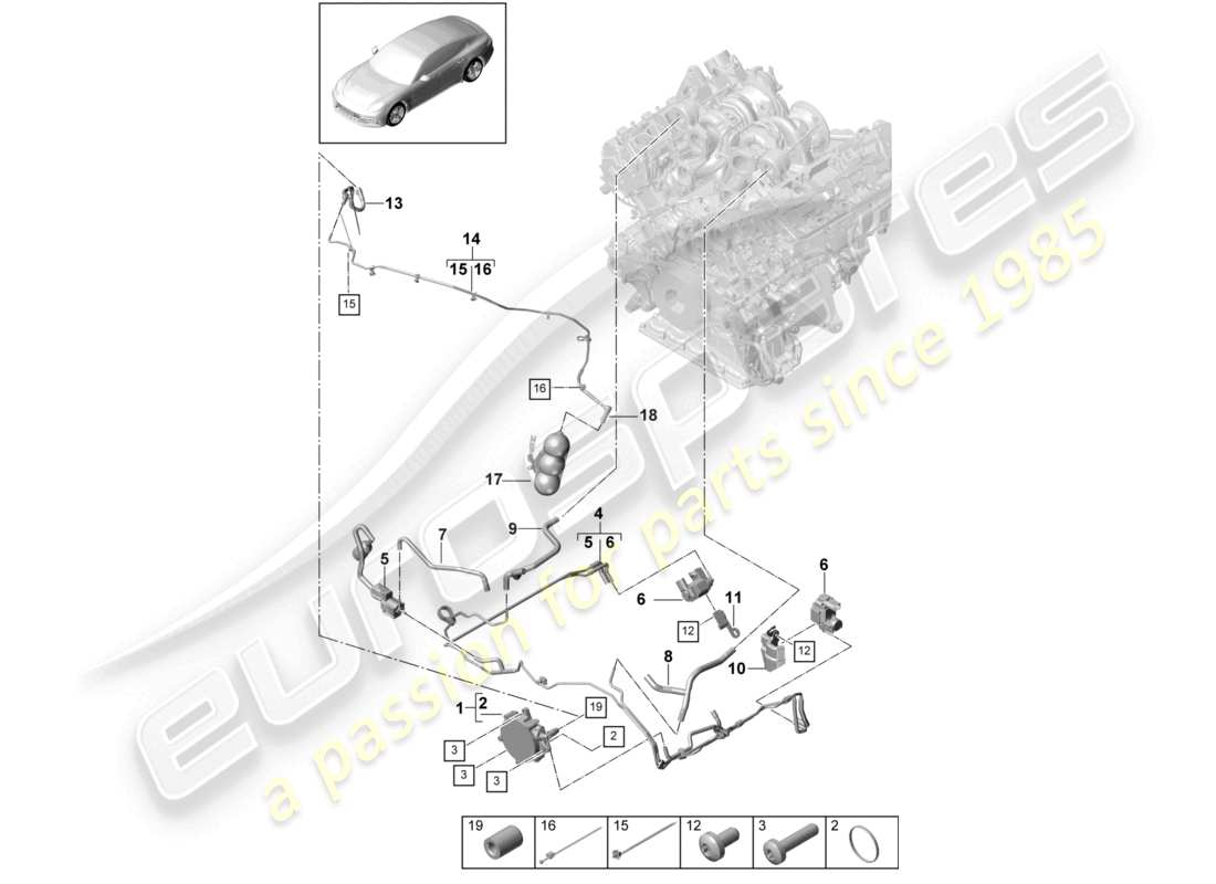 porsche 2021 (panamera 971-1) sistema de vacío bomba de vacío diagrama de piezas
