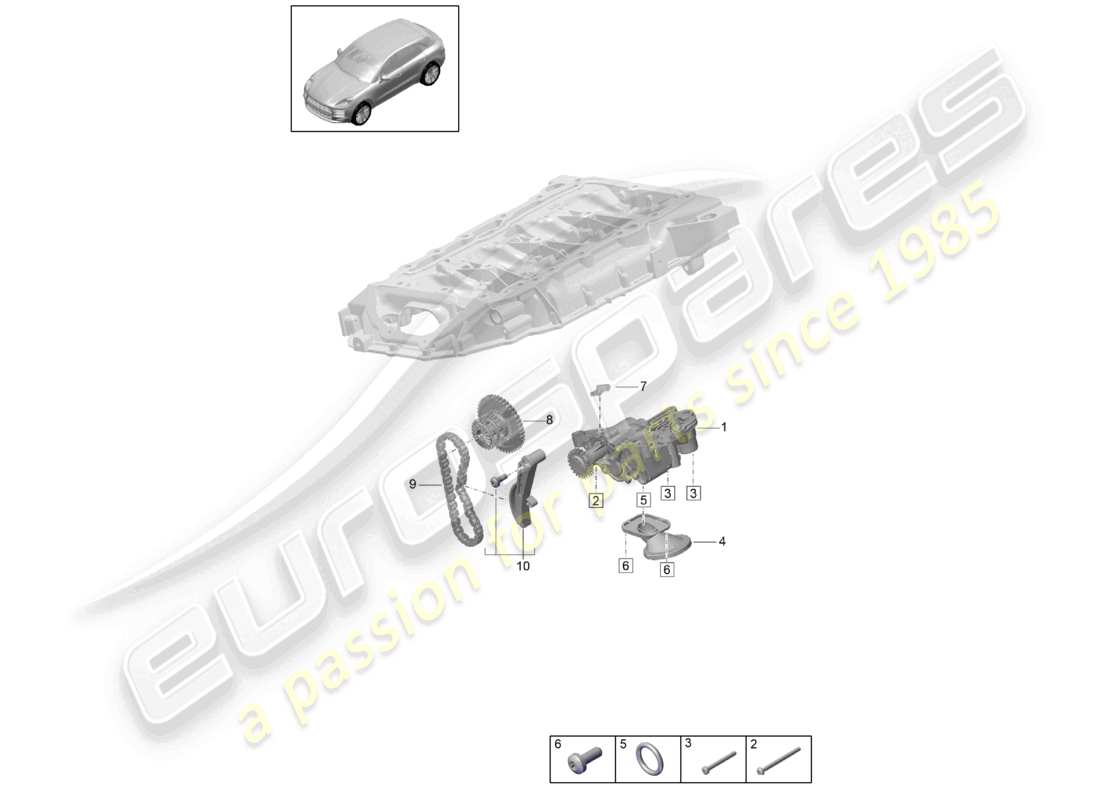 porsche 2021 (macan) bomba de aceite diagrama de piezas