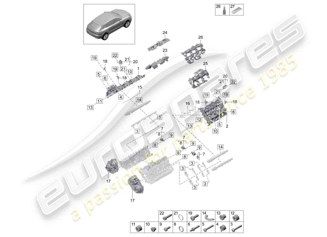 porsche 2021 (macan) tapa de válvula amortiguador de sonido accesorios diagrama de piezas