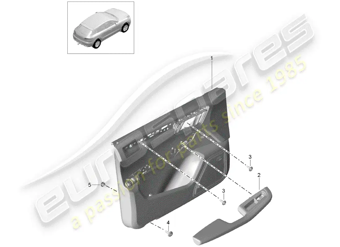 porsche 2018 (macan) diagrama de piezas del panel de puerta
