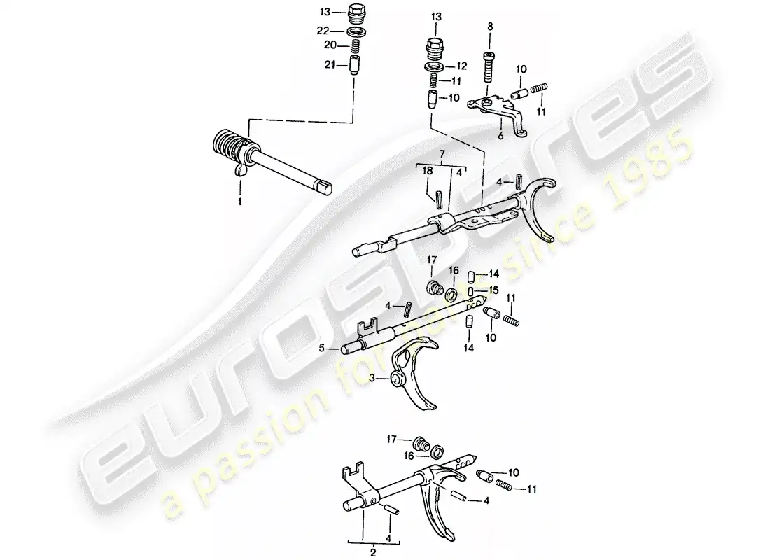 porsche 1987 (924s) control de transmisión - caja de cambios manual diagrama de piezas