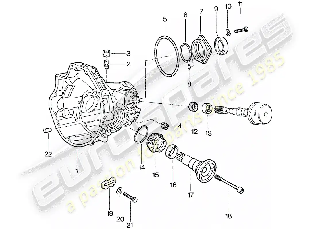porsche 1983 (924) transmisión de repuesto - carcasa de impulsión final - transmisión automática diagrama de piezas