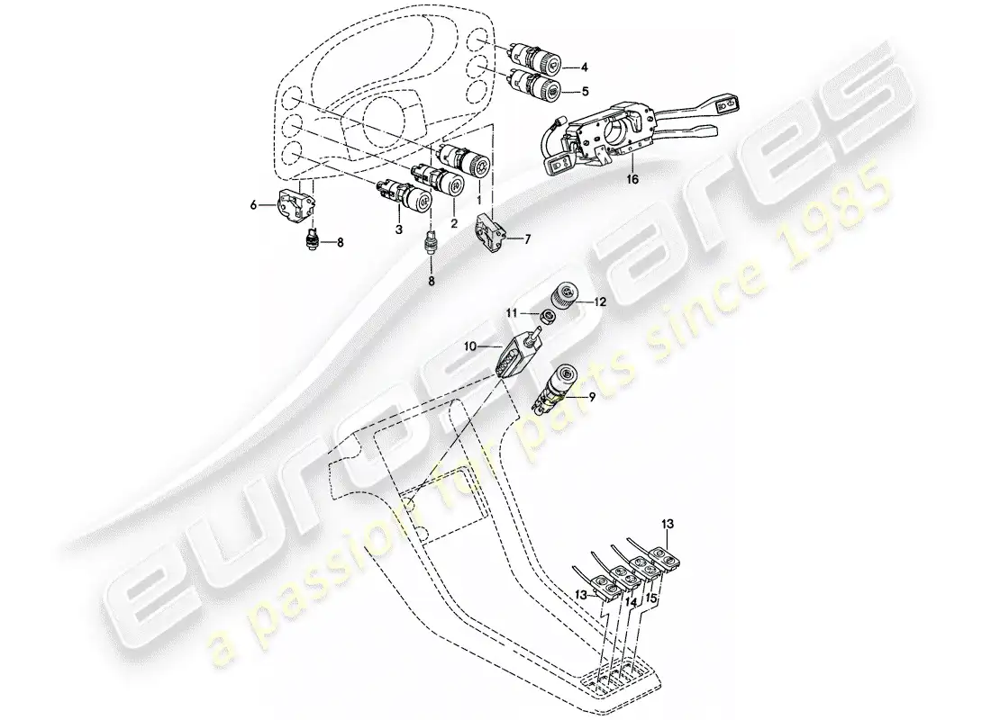 porsche 1981 (928) cambiar - manualmente diagrama de piezas