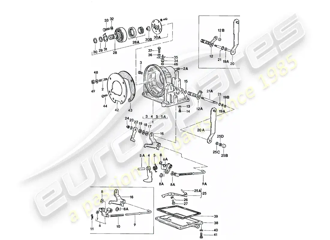 porsche 1983 (924) caja de transmisión - transmisión automática diagrama de piezas