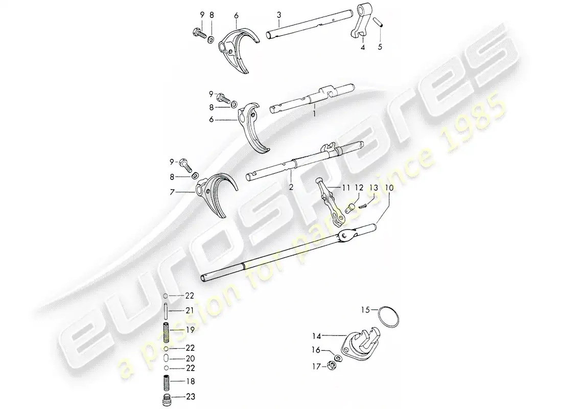 porsche 1972 (911) varillas de cambio - horquillas de cambio - d >> - mj 1971 diagrama de piezas