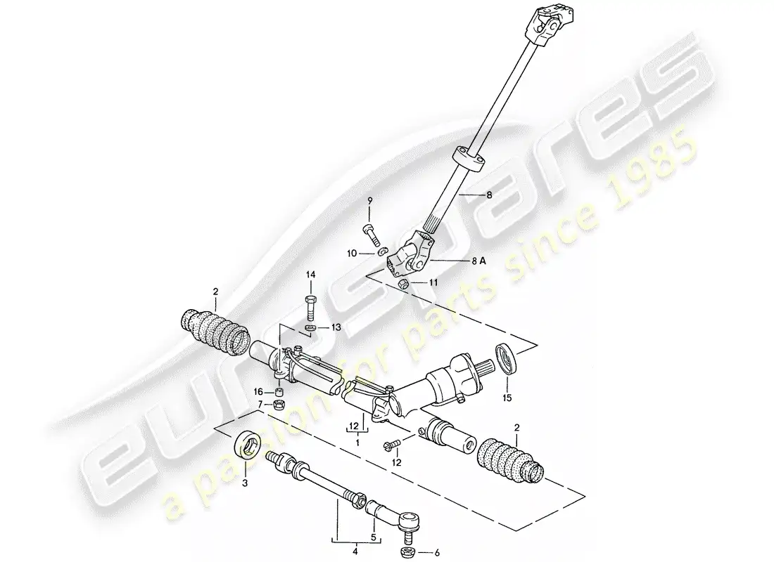 porsche 1991 (928) engranaje de dirección - varilla de dirección diagrama de piezas