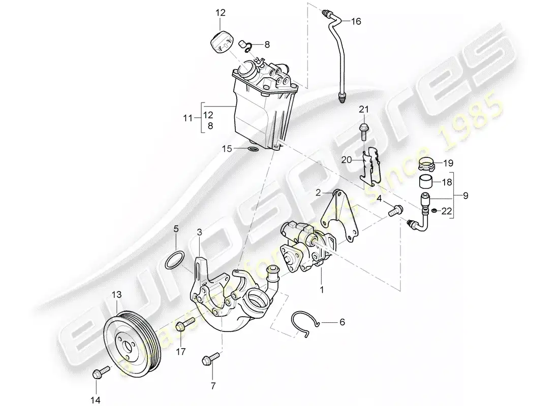 porsche 2007 (997-1 turbo / gt2) dirección asistida diagrama de piezas