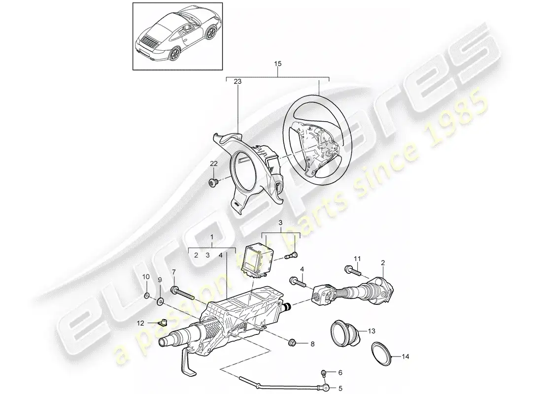 porsche 2013 (997-2 turbo / gt2 rs) tubo protector de dirección diagrama de piezas