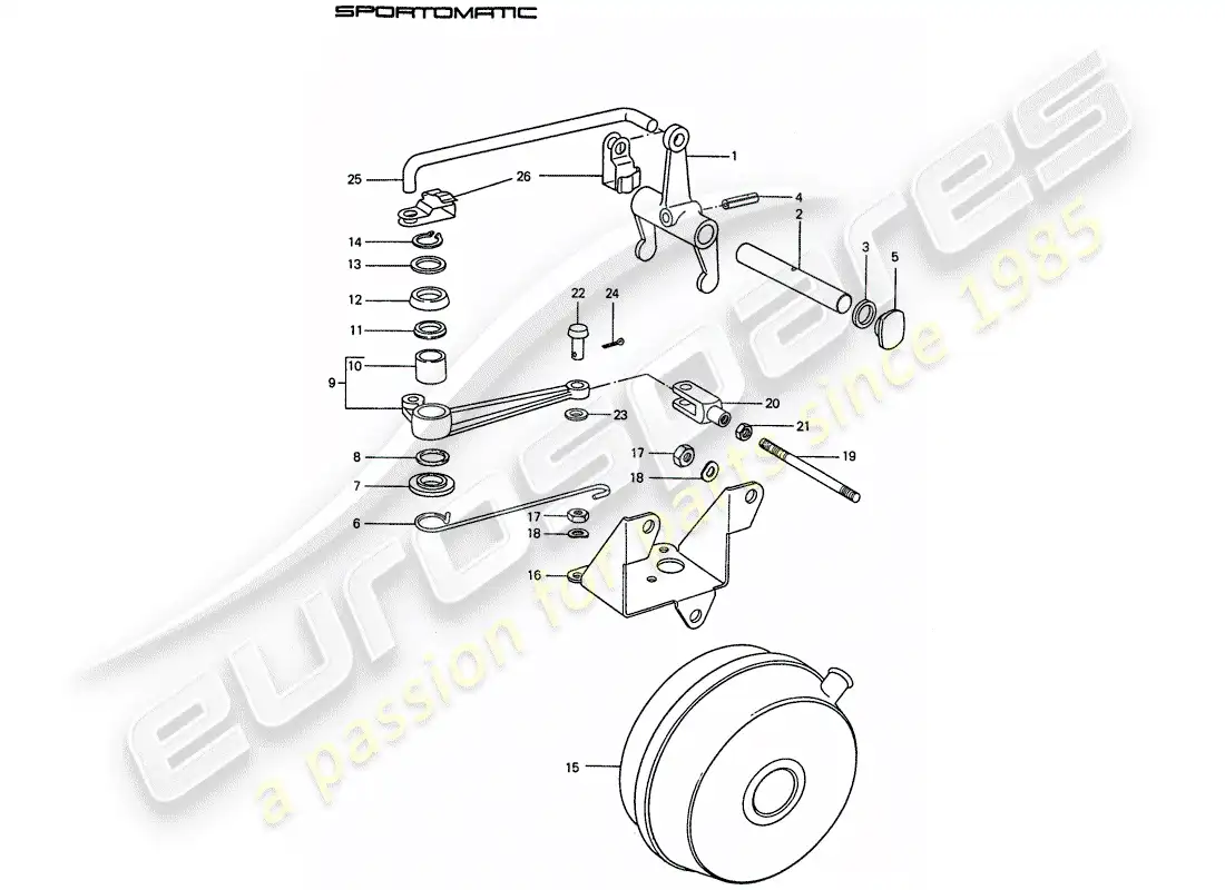 porsche 1975 (911) liberación del embrague diagrama de piezas
