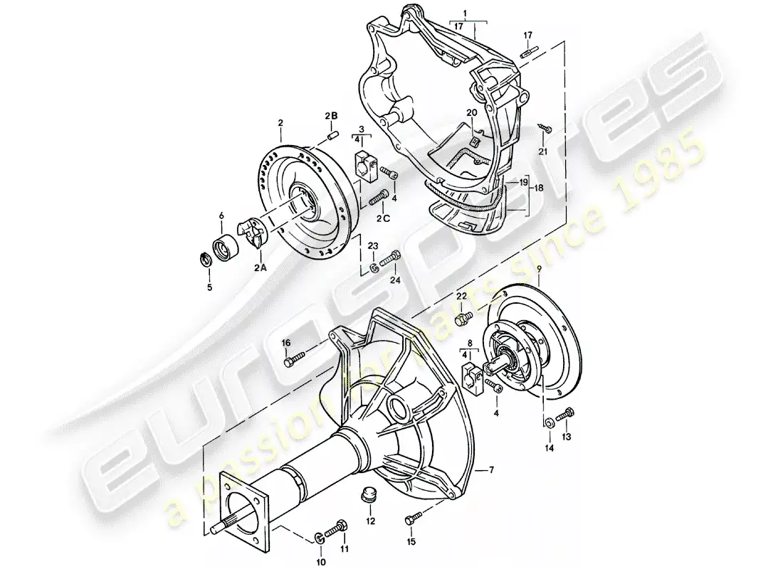porsche 1983 (924) tubo central - transmisión automática diagrama de piezas