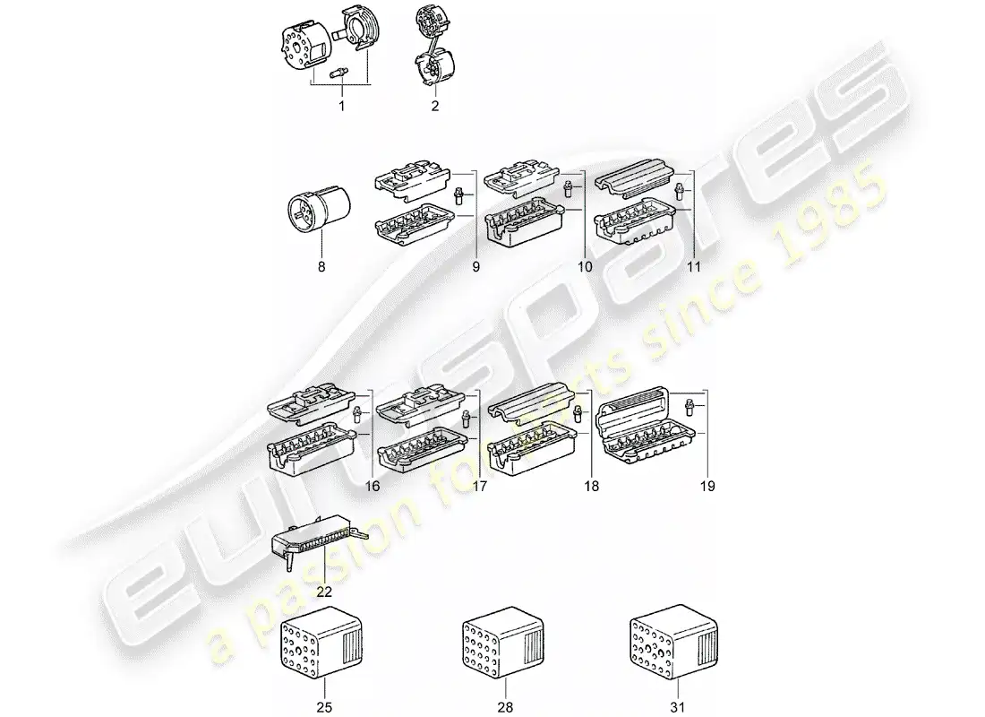 porsche 1971 (911) carcasa del conector diagrama de piezas