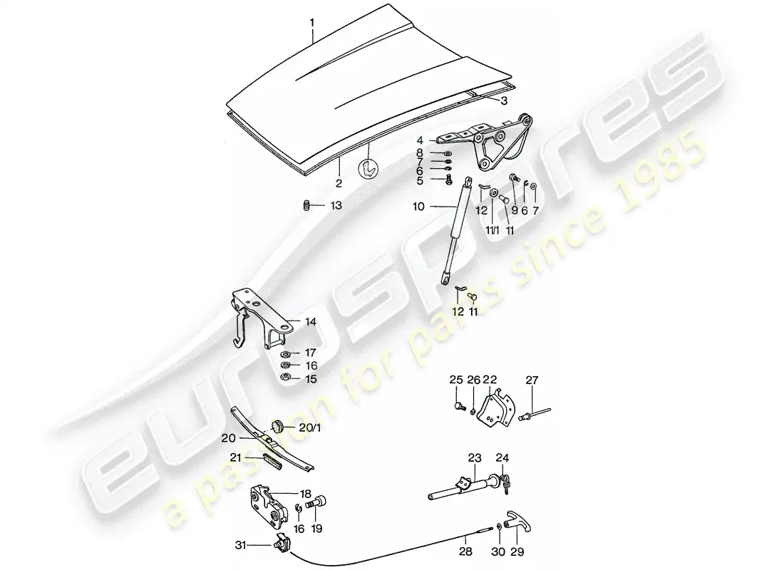 porsche 1977 (911) cubrir diagrama de piezas