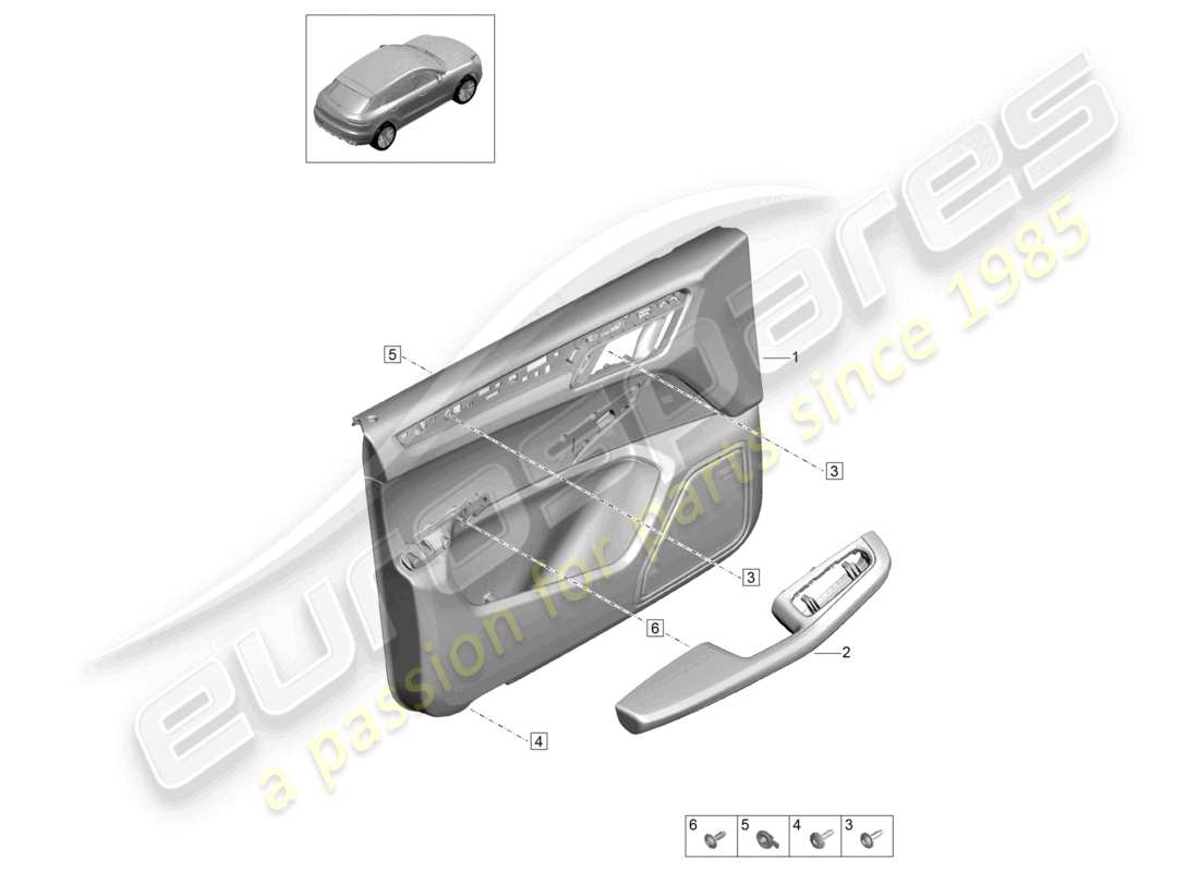 porsche 2021 (macan) paneles de revestimiento de las puertas puertas delanteras para modelos con revestimiento de cuero sintético iluminación interior diagrama de piezas básico