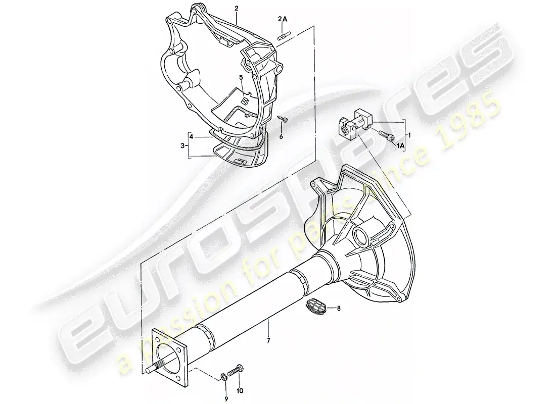 porsche 1983 (924) tubo central - caja de cambios manual - vq vr uv md me mf diagrama de piezas