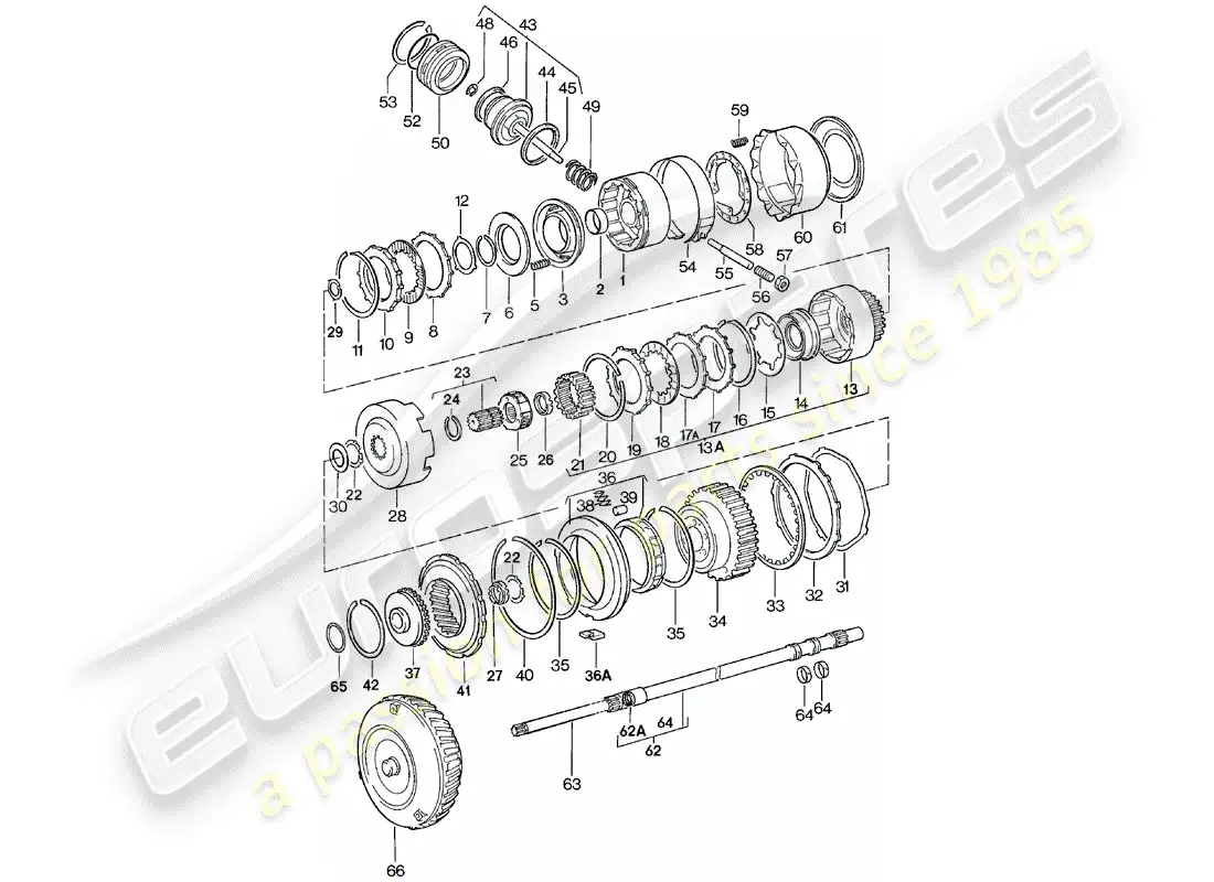 porsche 1983 (924) piezas de transmisión - transmisión automática diagrama de piezas