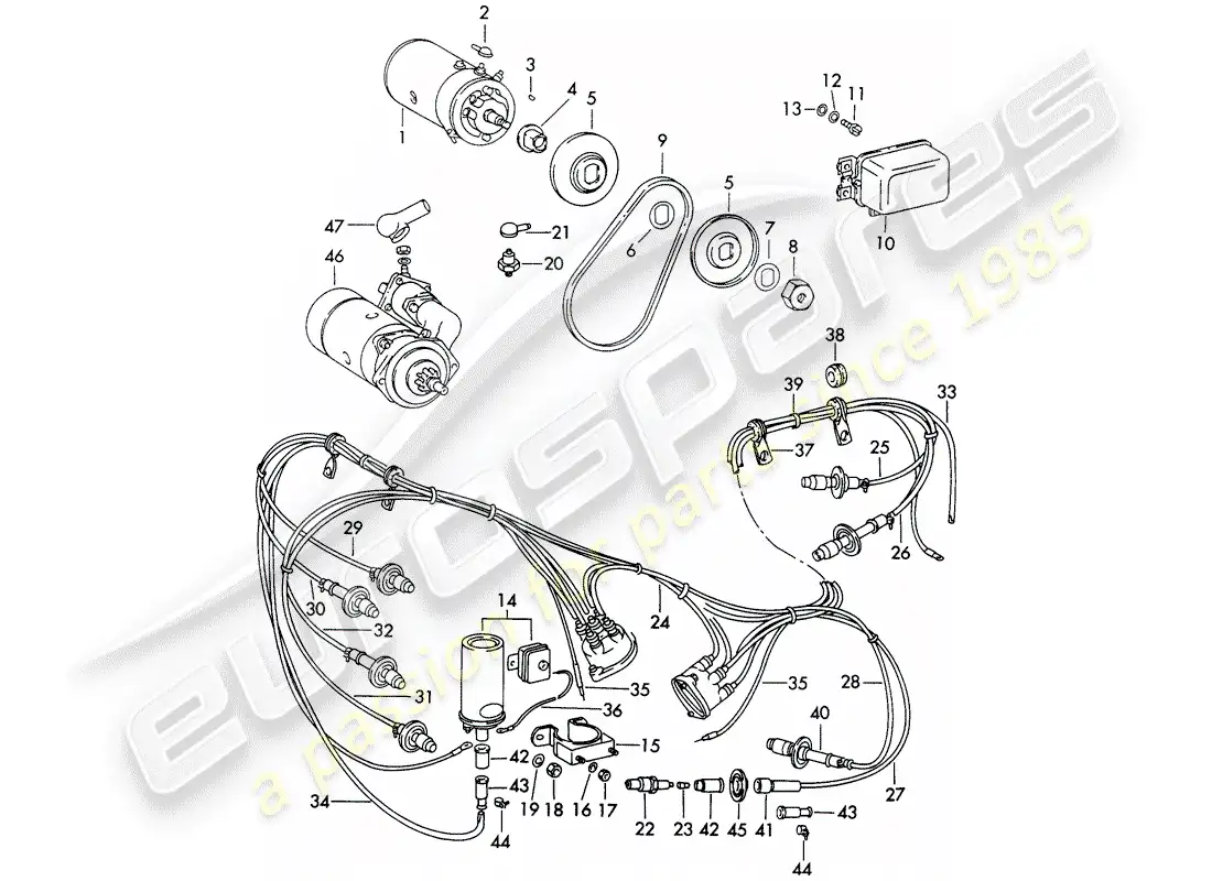 porsche 1964 (356b/356c) equipo eléctrico - motor diagrama de piezas