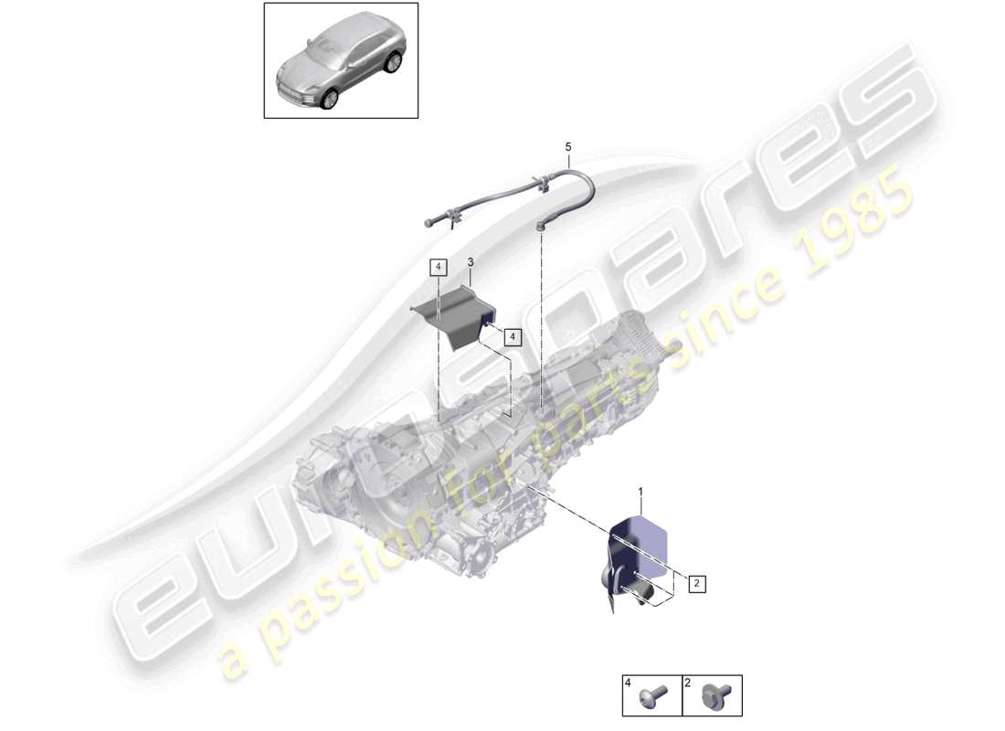 porsche 2021 (macan) 7-speed caja de cambios de doble embrague - pdk - diagrama de piezas de accesorios