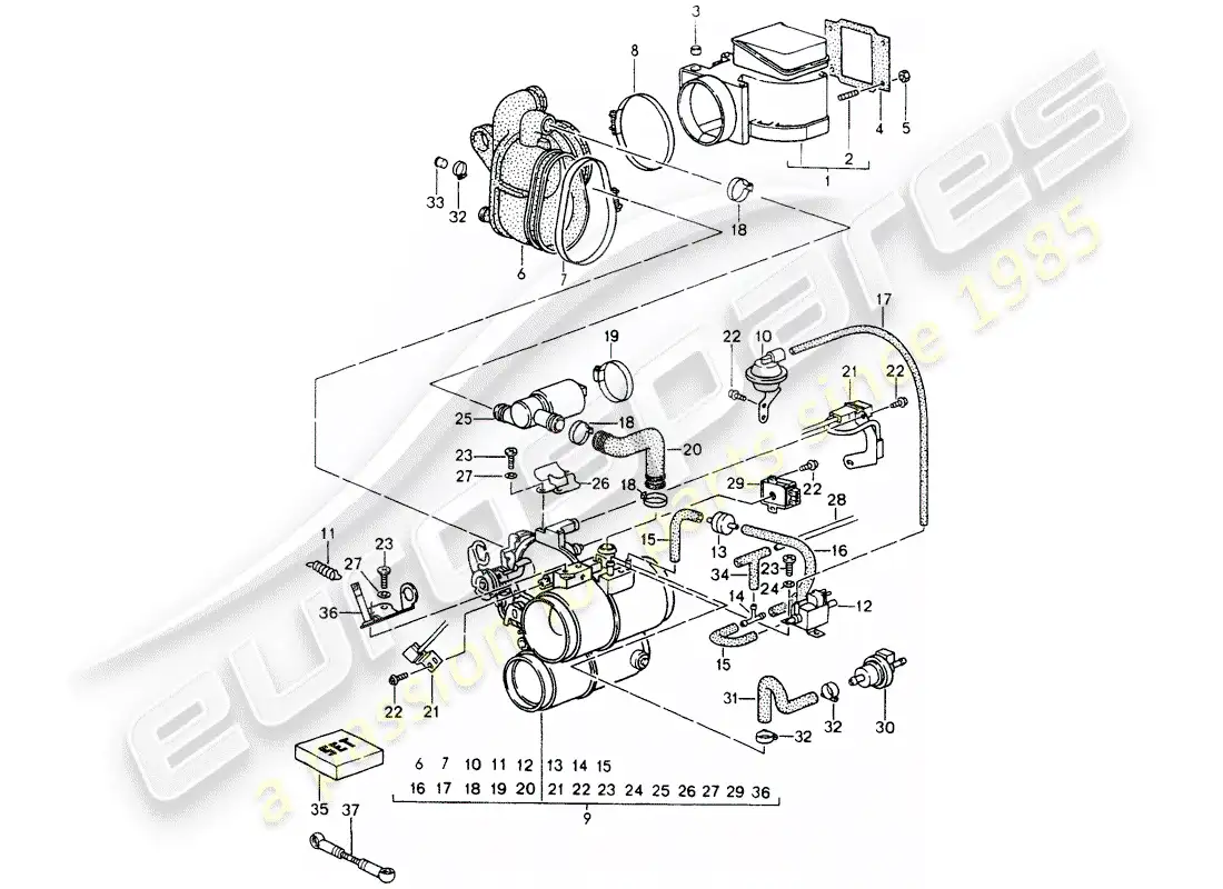 porsche 1990 (964) l-jetronic - boquilla de plataforma - caja de admisión - magnesio - ver tpi - grupo 1 - nr. 26 diagrama de piezas