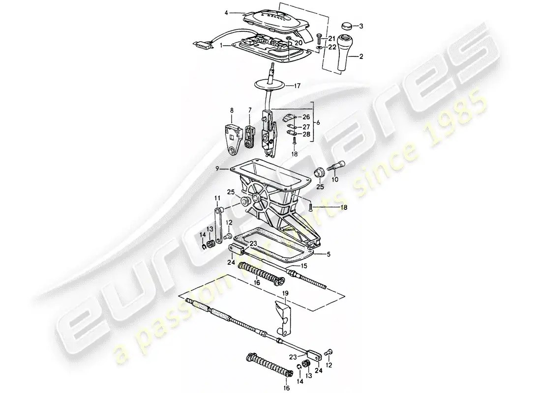 porsche 1990 (964) palanca selectora - tiptronic - d >> - mj 1991 diagrama de piezas