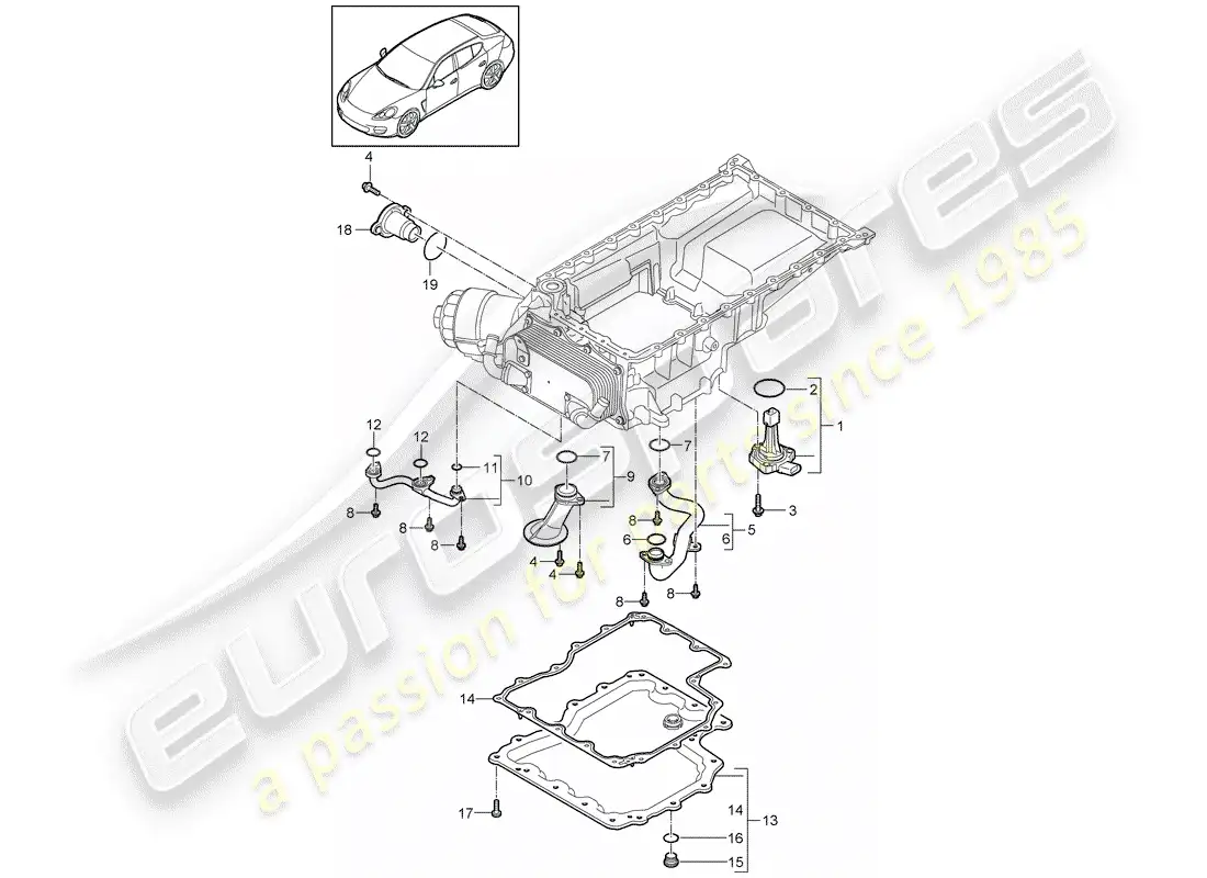 porsche 2012 (panamera 970) diagrama de piezas del colector de admisión