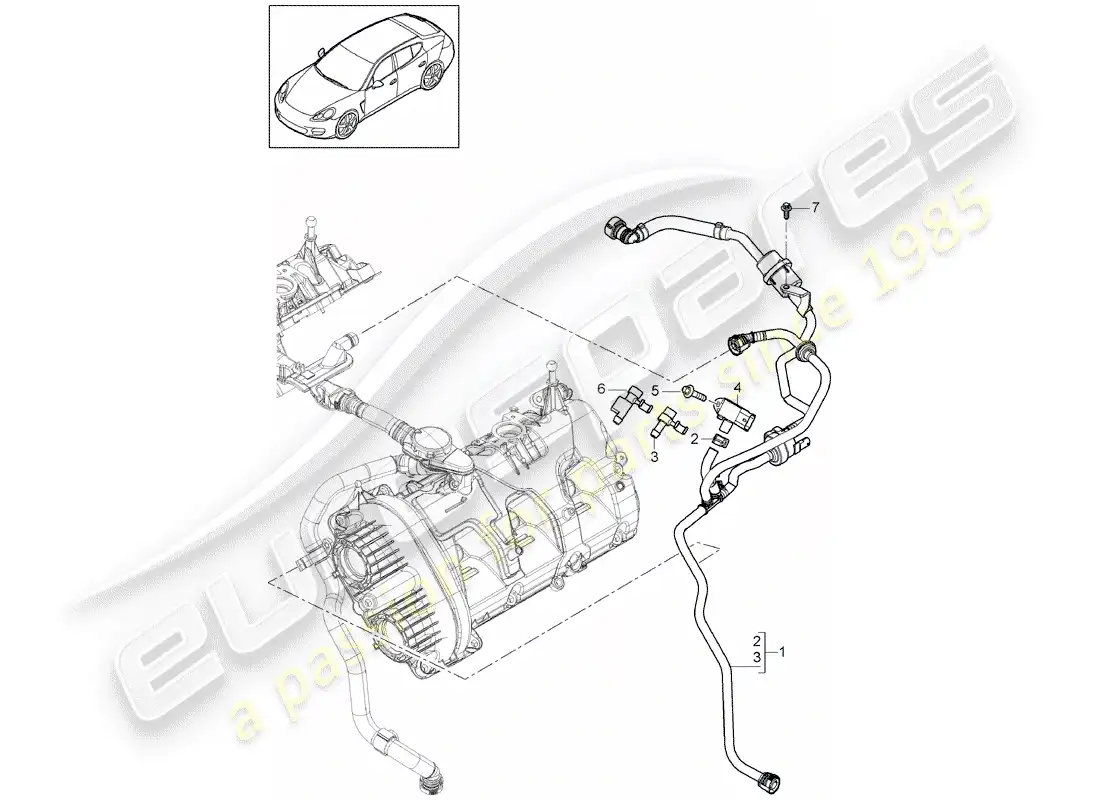 porsche 2015 (panamera 970) ventilación del tanque diagrama de piezas