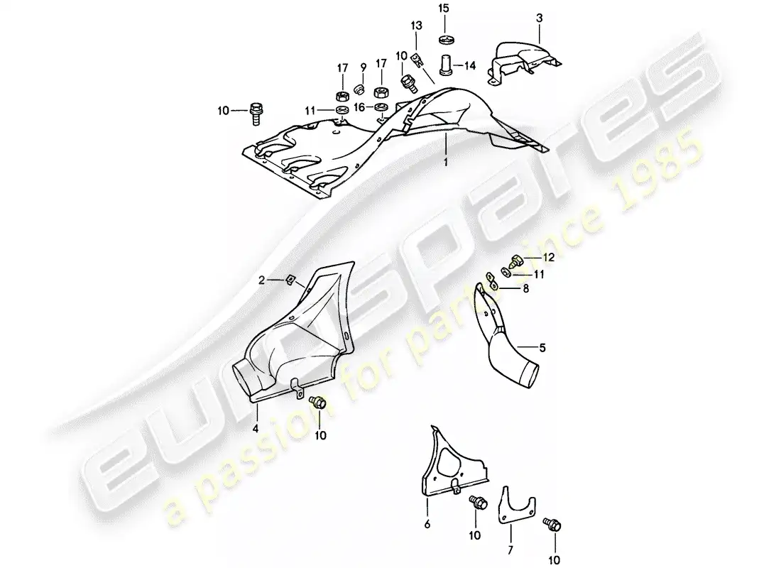 porsche 1989 (911) ducto de aire diagrama de piezas