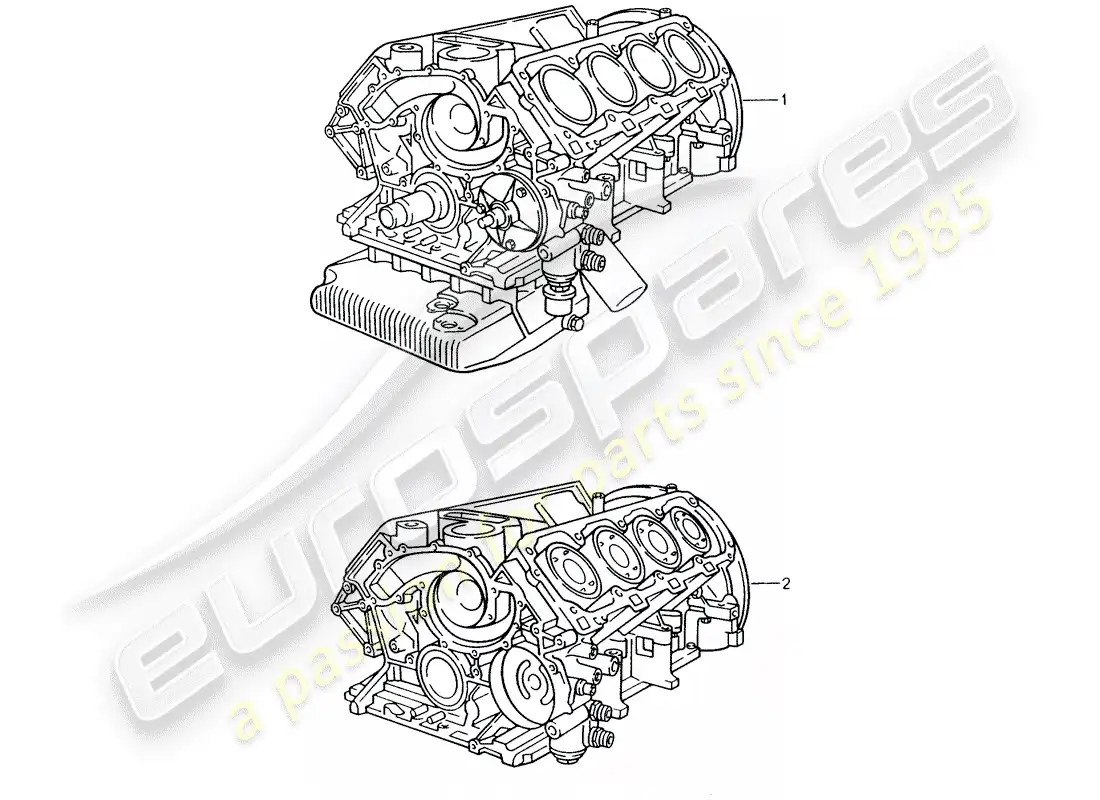 porsche 1993 (928) motor de repuesto - motor corto - carter diagrama de piezas