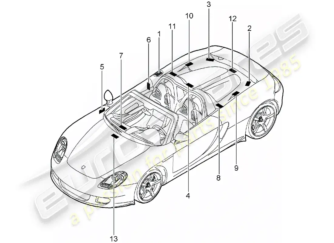porsche 2005 (carrera gt) señales/avisos diagrama de piezas