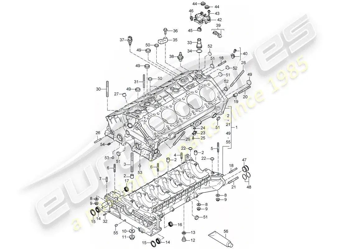 porsche 2005 (carrera gt) carter - piezas únicas diagrama de piezas